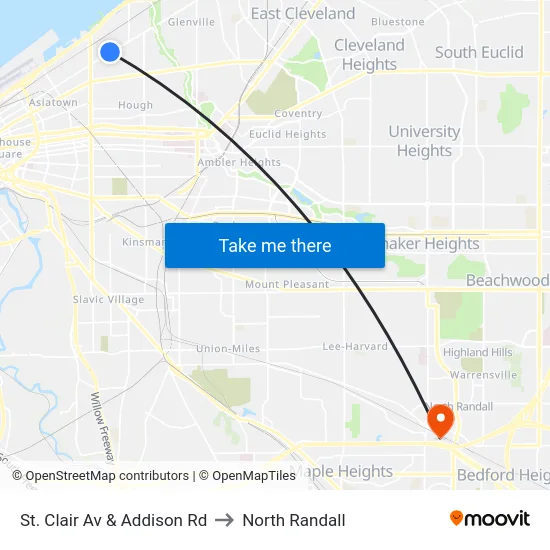 St. Clair Av & Addison Rd to North Randall map