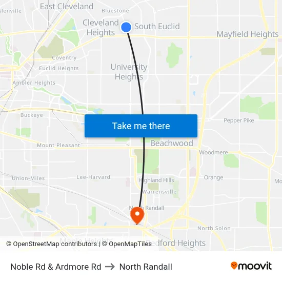 Noble Rd & Ardmore Rd to North Randall map