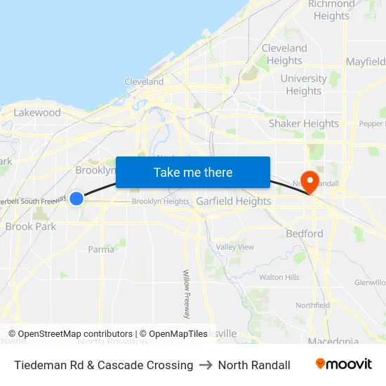 Tiedeman Rd & Cascade Crossing to North Randall map