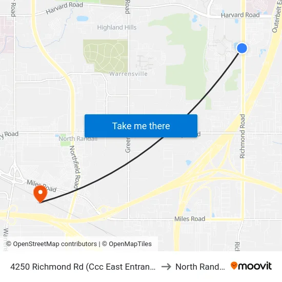 4250 Richmond Rd (Ccc East Entrance) to North Randall map