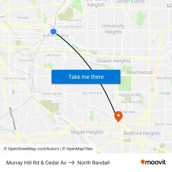 Murray Hill Rd & Cedar Av to North Randall map