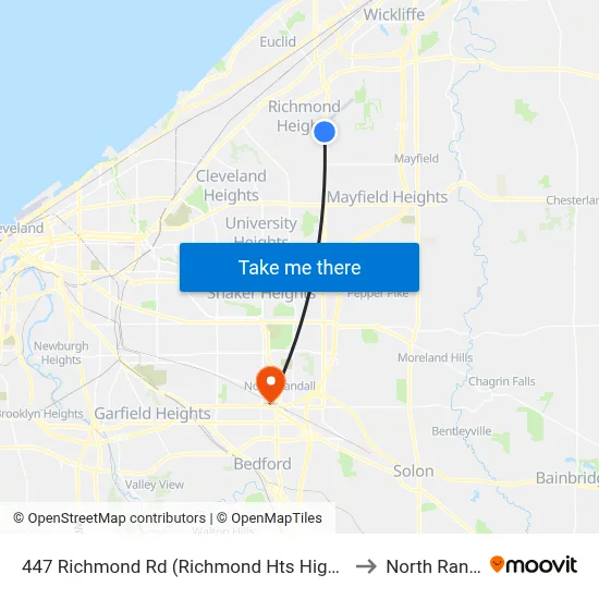 447 Richmond Rd (Richmond Hts High School) to North Randall map