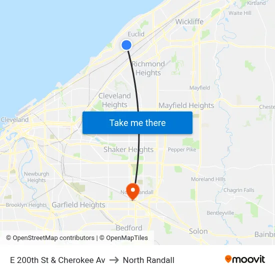 E 200th St & Cherokee Av to North Randall map