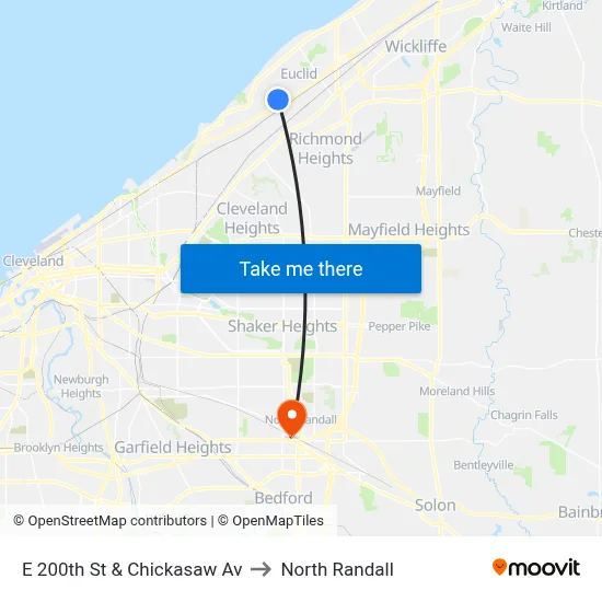 E 200th St & Chickasaw Av to North Randall map