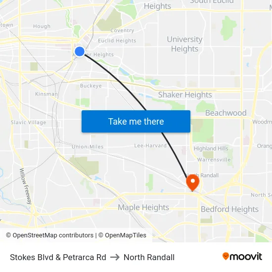 Stokes Blvd & Petrarca Rd to North Randall map