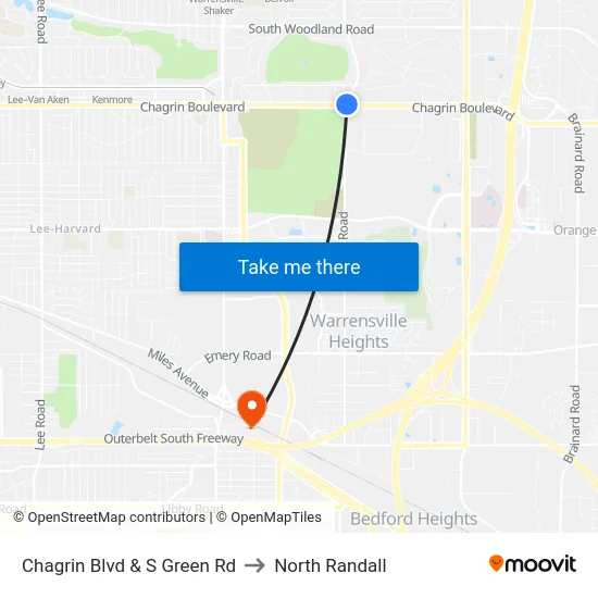 Chagrin Blvd & S Green Rd to North Randall map