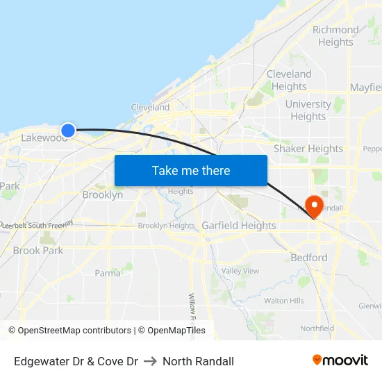 Edgewater Dr & Cove Dr to North Randall map