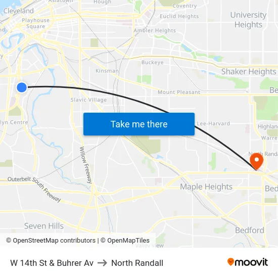 W 14th St & Buhrer Av to North Randall map