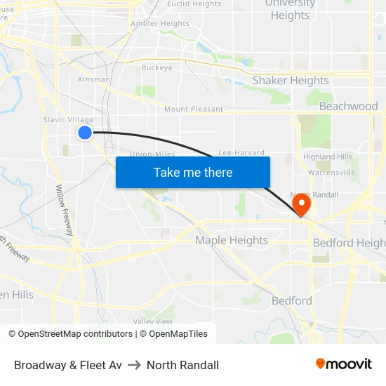 Broadway & Fleet Av to North Randall map
