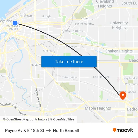 Payne Av & E 18th St to North Randall map
