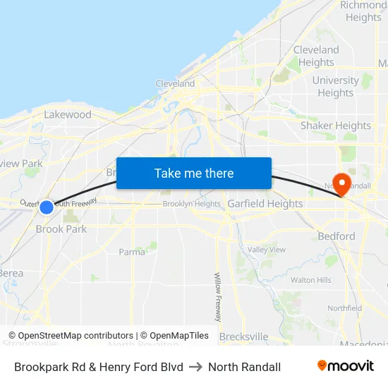 Brookpark Rd & Henry Ford Blvd to North Randall map