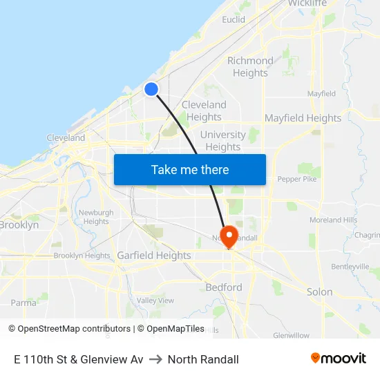 E 110th St & Glenview Av to North Randall map