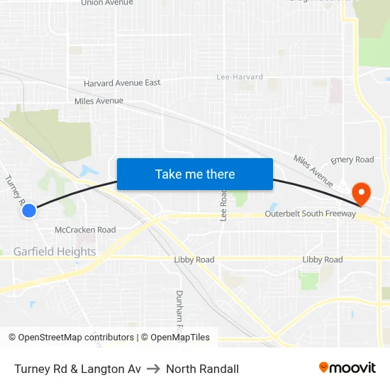Turney Rd & Langton Av to North Randall map