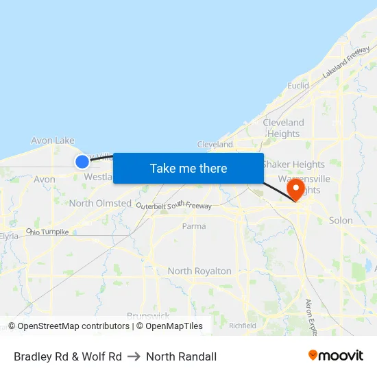 Bradley Rd & Wolf Rd to North Randall map