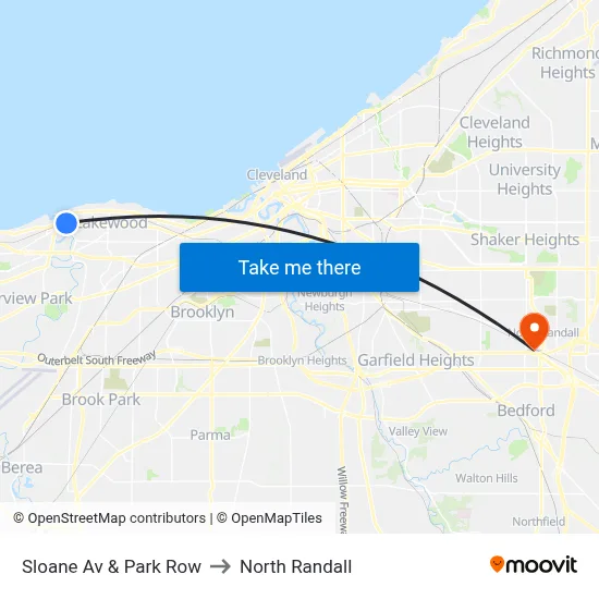 Sloane Av & Park Row to North Randall map