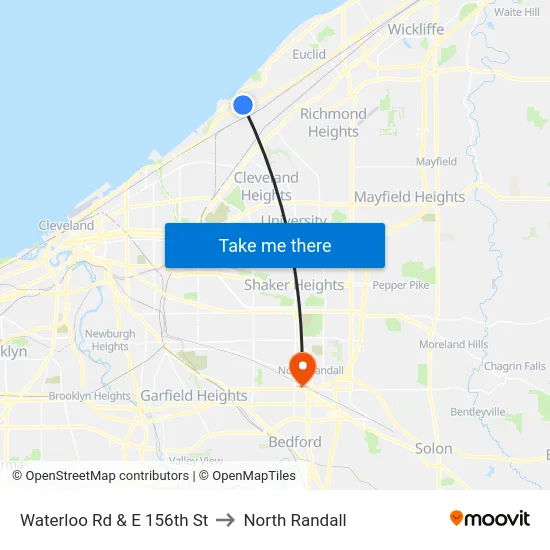 Waterloo Rd & E 156th St to North Randall map