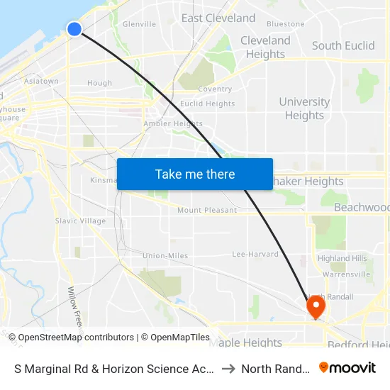 S Marginal Rd & Horizon Science Acad to North Randall map
