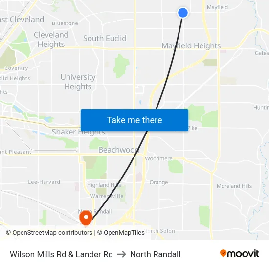 Wilson Mills Rd & Lander Rd to North Randall map