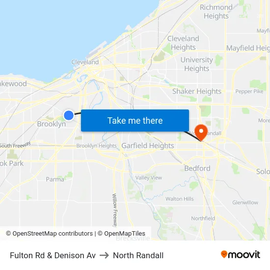 Fulton Rd & Denison Av to North Randall map