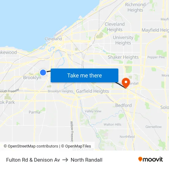 Fulton Rd & Denison Av to North Randall map