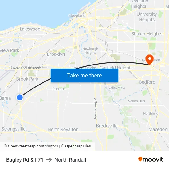 Bagley Rd & I-71 to North Randall map