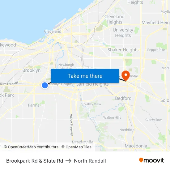 Brookpark Rd & State Rd to North Randall map