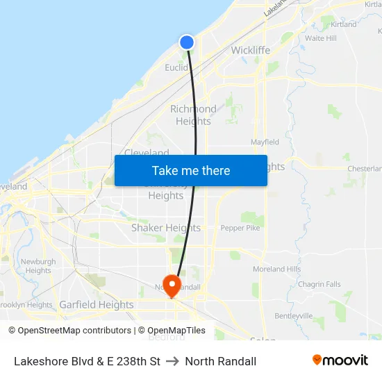 Lakeshore Blvd & E 238th St to North Randall map