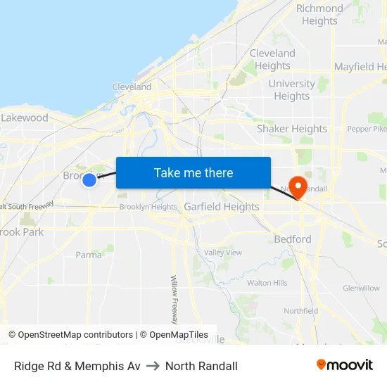 Ridge Rd & Memphis Av to North Randall map