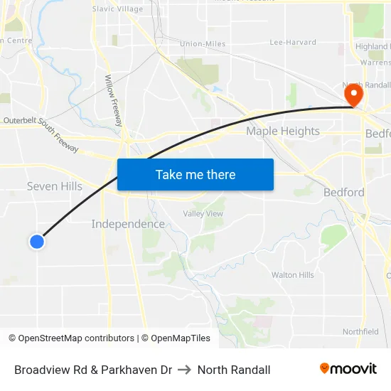 Broadview Rd & Parkhaven Dr to North Randall map