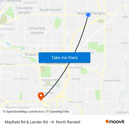 Mayfield  Rd & Lander Rd to North Randall map