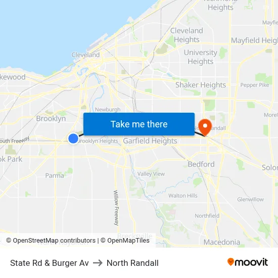State Rd & Burger Av to North Randall map