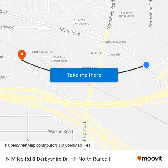 N Miles Rd & Derbyshire Dr to North Randall map