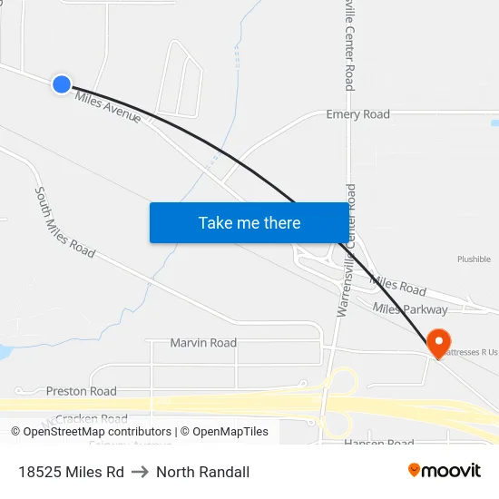 18525 Miles Rd to North Randall map
