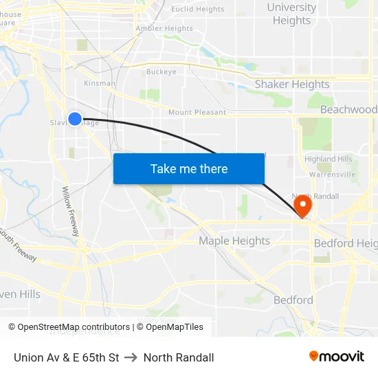 Union Av & E 65th St to North Randall map