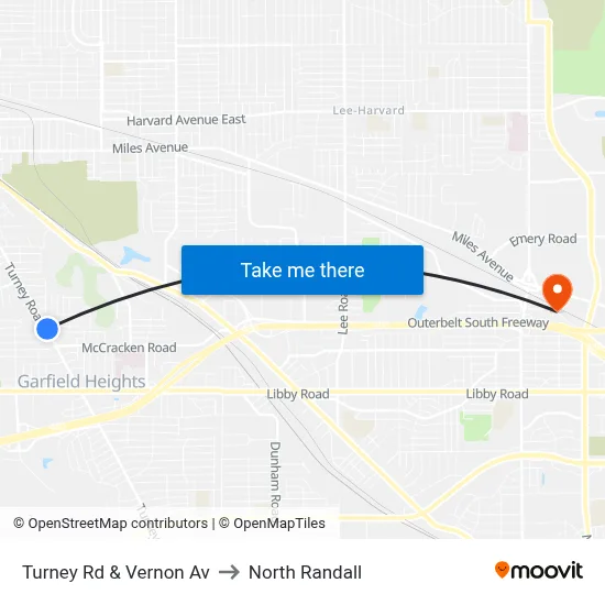 Turney Rd & Vernon Av to North Randall map