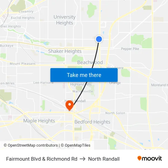 Fairmount Blvd & Richmond Rd to North Randall map