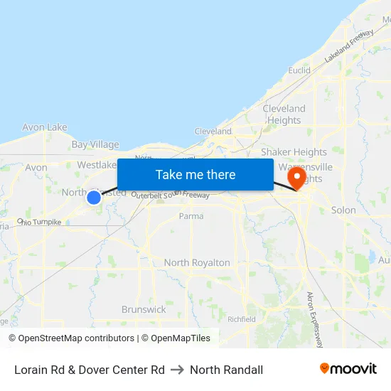 Lorain Rd & Dover Center Rd to North Randall map