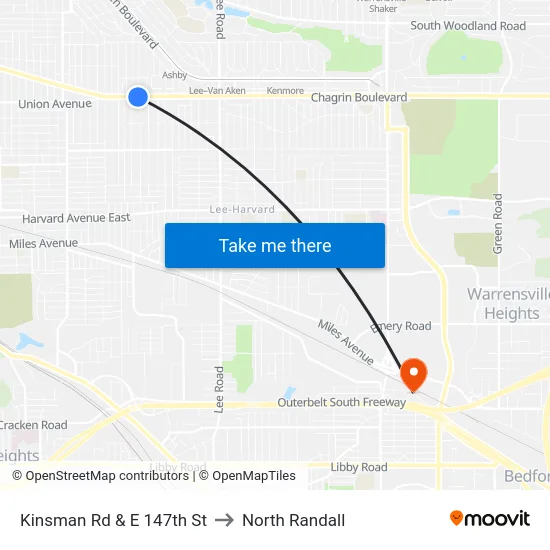 Kinsman Rd & E 147th St to North Randall map