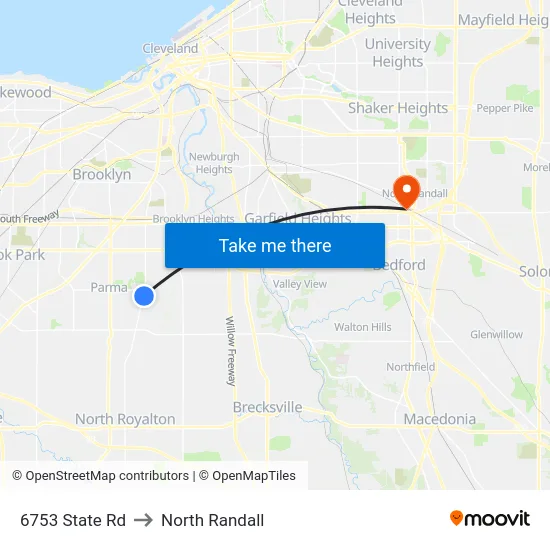 6753 State Rd to North Randall map