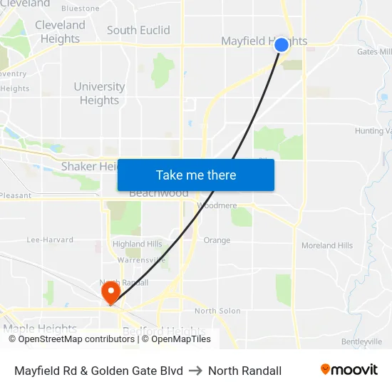 Mayfield Rd & Golden Gate Blvd to North Randall map