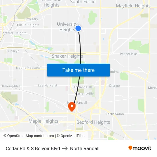 Cedar Rd & S Belvoir Blvd to North Randall map