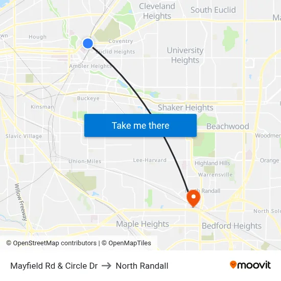 Mayfield Rd & Circle Dr to North Randall map