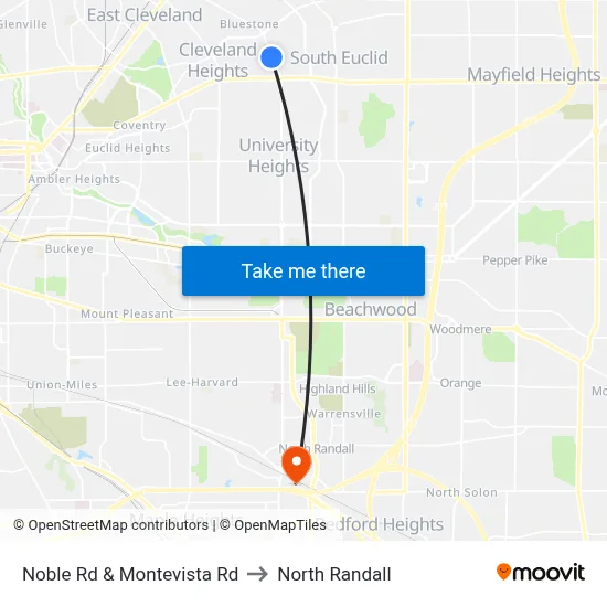 Noble Rd & Montevista Rd to North Randall map