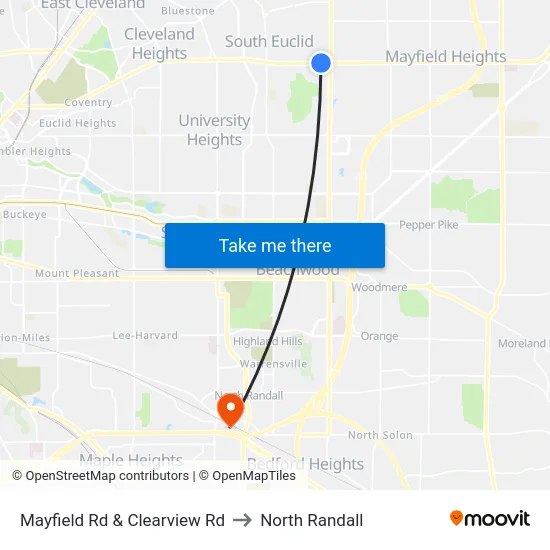Mayfield Rd & Clearview Rd to North Randall map