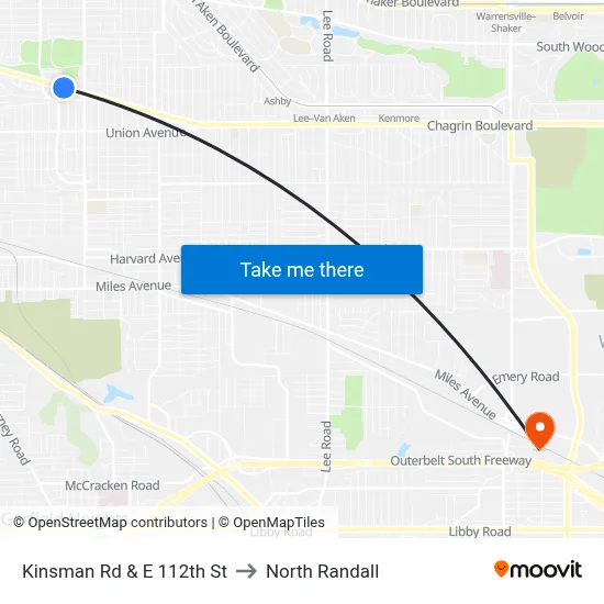 Kinsman Rd & E 112th St to North Randall map