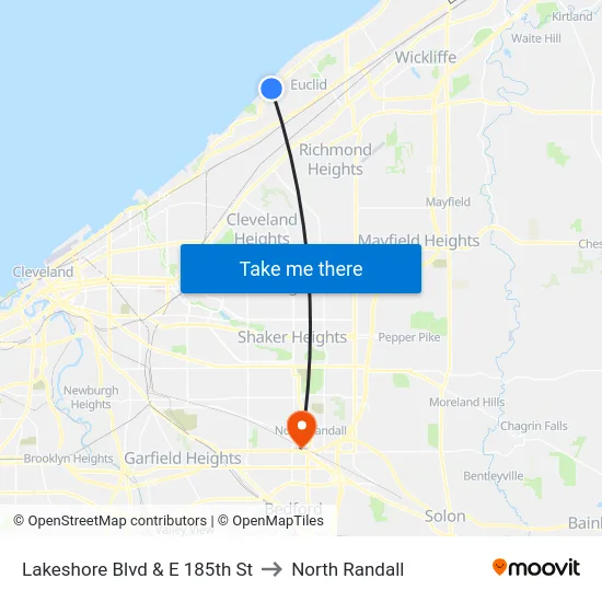 Lakeshore Blvd & E 185th St to North Randall map