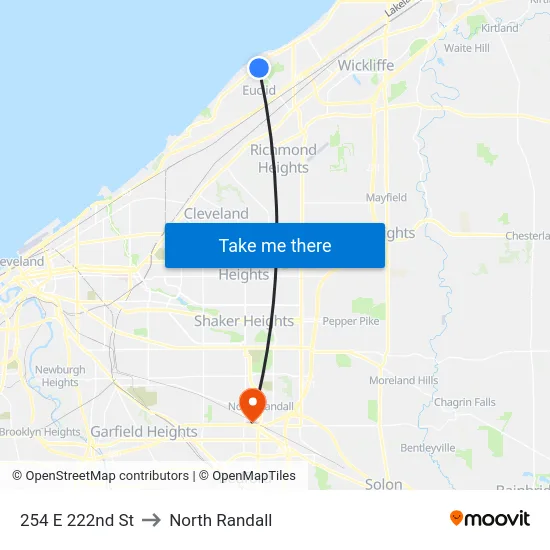 254 E 222nd St to North Randall map
