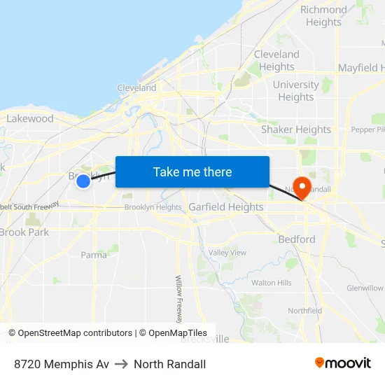 8720 Memphis Av to North Randall map