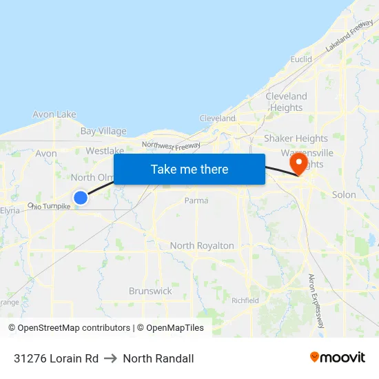 31276 Lorain Rd to North Randall map