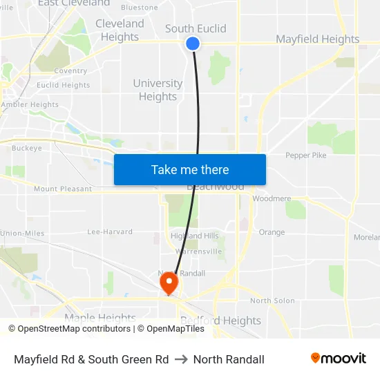 Mayfield Rd & South Green Rd to North Randall map